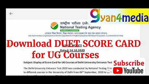 NTA releases DUET Score Card for UG Courses