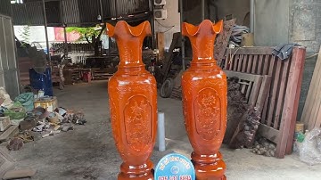 Cặp lục bình 1m60 đục tứ quý gỗ xà cừ. Hàng đặt của bác Thương ở Phúc Yên-Vĩnh Phúc.chỉ 11 triệu