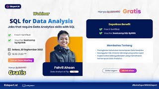 Webinar SQL for Data Analysis I Jobs that require Data Analytics skills with SQL