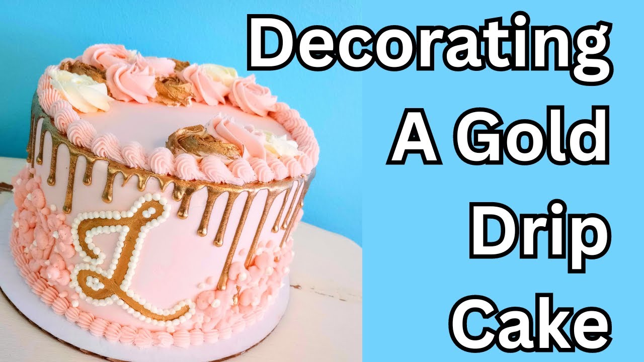 Gold Drip Cake - Decorate With Me - Baking ASMR Video