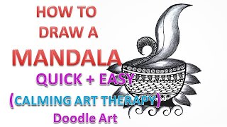 mandala art designs for beginners step by step II diya with mandala II drawing diwali