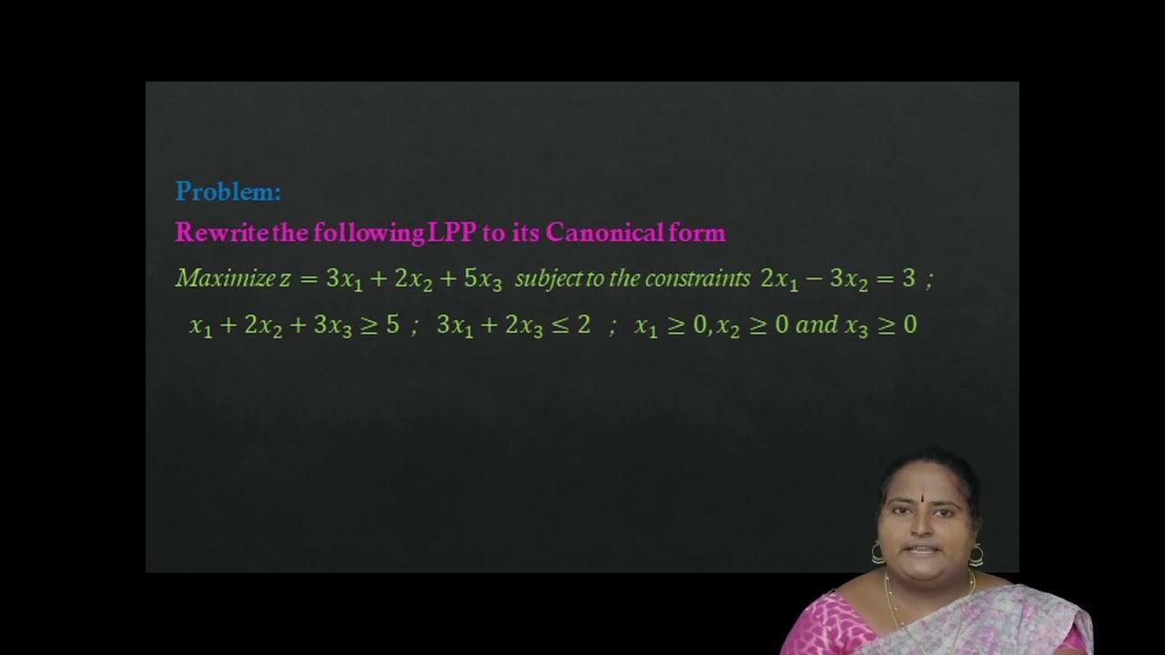 Canonical And Standard Forms Of Linear Programming Problem - YouTube