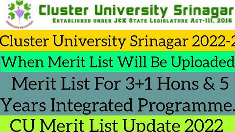 Cluster University Srinagar Merit List Update Hons & Integrated Courses 2022