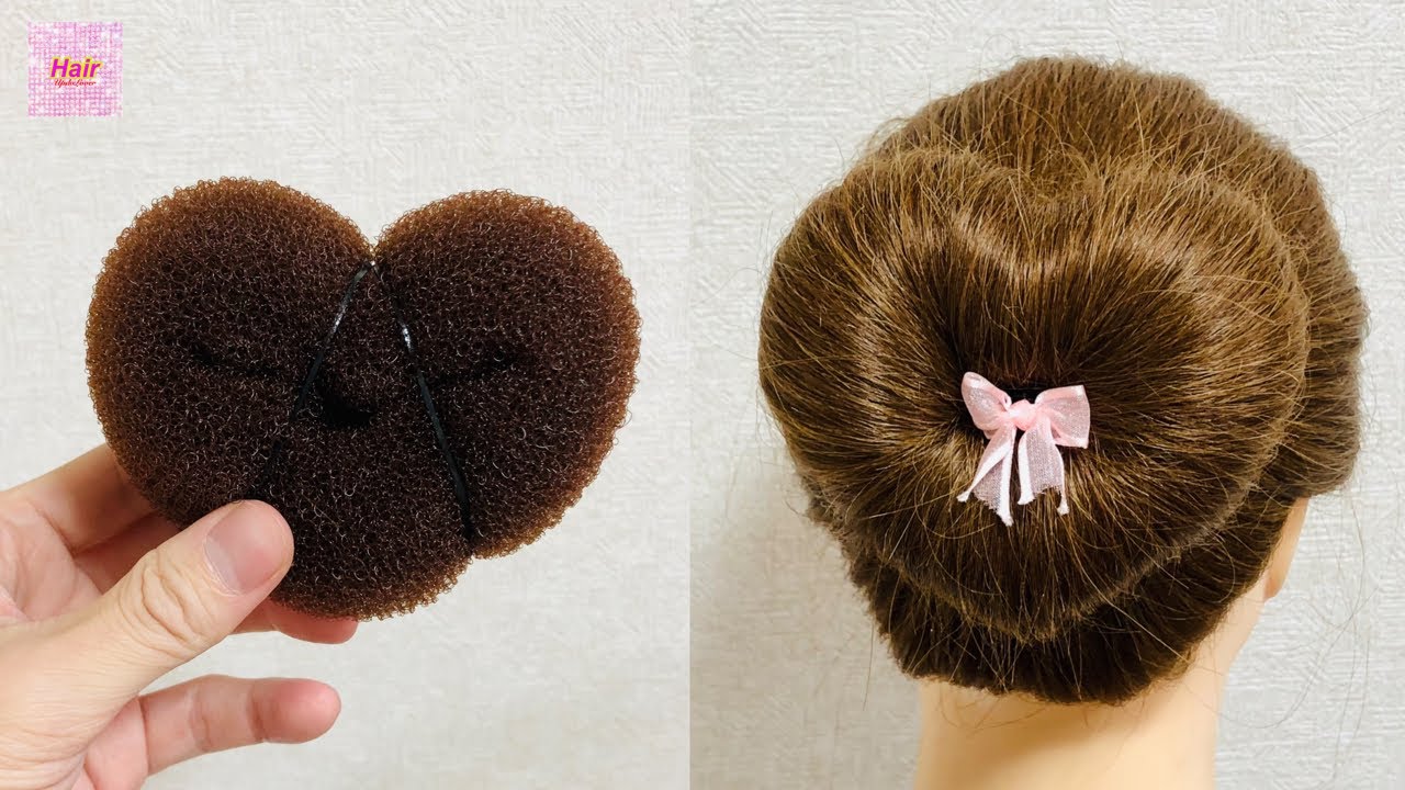 Hairstyle Donut Heart Bun Tuto【Updo Lover】easyhairstyle YouTube