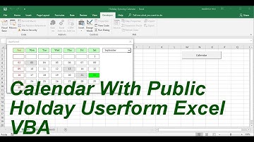 Calendar With Public Holiday Userform Excel VBA