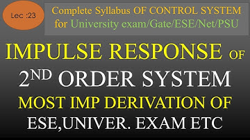 Lec-23 Impulse Response of 2nd Order System with Output Waveform | Control System | R K Classes |