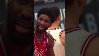 Joel Embiid comes awefully close to obliterating Lonzo Balls face!!! #shorts