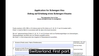 Fill the Switzerland (Schengen) visa application - with subtitles