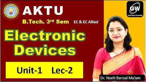 Lec-2 I UNIT-1 I Electronic Devices I EC III Sem I AKTU I by Dr. Neeti Ma