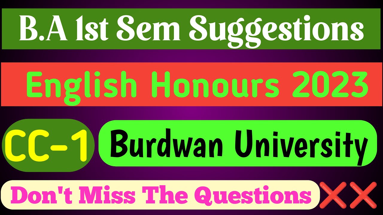 English Honours Suggestions1st SemesterBurdwan UniversityExam