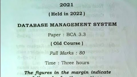 Database Management System BCA 3rd Semester Previous year question paper | DBMS question paper ||