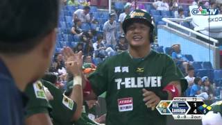 09/24 統一 vs Lamigo 五局上,統一靠著三支安打的攻勢,追回兩分