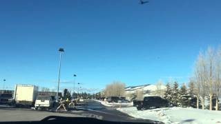 Teton Mountain Taxi LLC entering Jackson Hole Airport parking lot,great view 03/18/2016