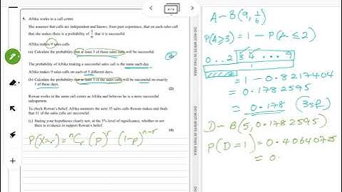 AS Maths October 2020 Paper 2 Question 5 statistics