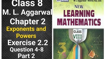 class 8 | ml aggarwal | chapter 2 | exponents and powers | ex. - 2.2 | question 4-8 | part 2 | ICSE