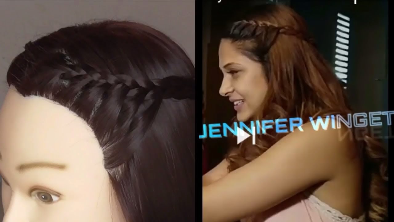 french braid hairstyle \\ jennifer winget inspired hairstyle - YouTube
