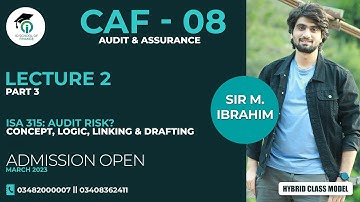 IQSF | CAF 8 | Lecture 2 | Part 3 | Audit Risk | Concept | Logic | Linking | Drafting | M. Ibrahim