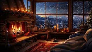 Soothing Fireplace Sound with Snowfall Outside | Perfect for Relaxation & Focus | Fireplace Ambience