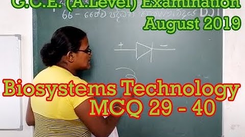 G.C.E (A. Level) Examination, August 2019 | MCQ 29 - 40 | Biosystems Technology | BST Sinhala medium