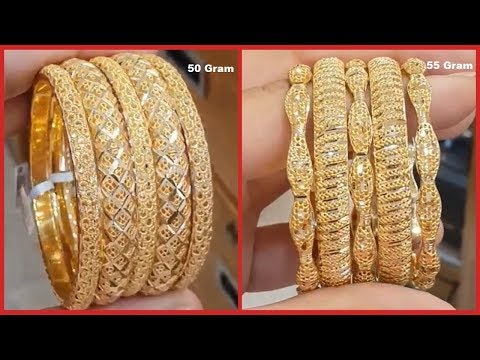 Latest Gold Bangle Sets With Weight | Filigree Gold Bangles