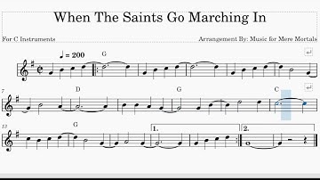 When the Saints go Marching In  - Beginner - Play Along for C Instruments