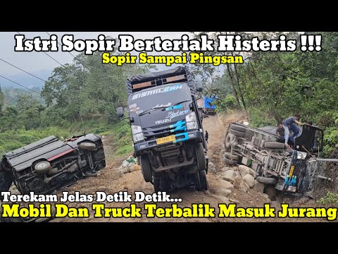 Wife Screams Hysterically || It was clearly recorded that cars and trucks overturned into a ravine