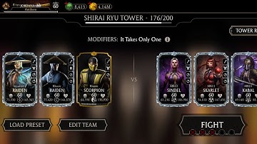 shirai ryu tower  fatal batte 176 , win strategy and telent tree setup |  mk mobile
