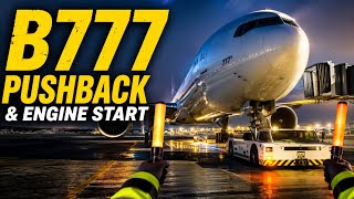 Behind the Scenes: Boeing 777 Pushback & Engine Start Sequence