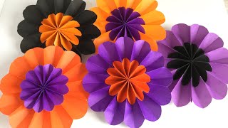 【ペーパーフラワー】折り紙で作るハロウィンの飾り  【Paper Flower】 Halloween decoration