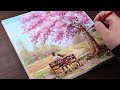 Lovely couple and pink tree / acrylic painting / PaintingTutorial / Step by step / Painting ASMR