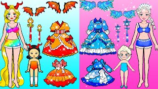 ICE Angel vs FIRE Vampire Mom & Daughter Dress Up - Barbie Family Combat Outfit ❤️ Woa Doll Stories