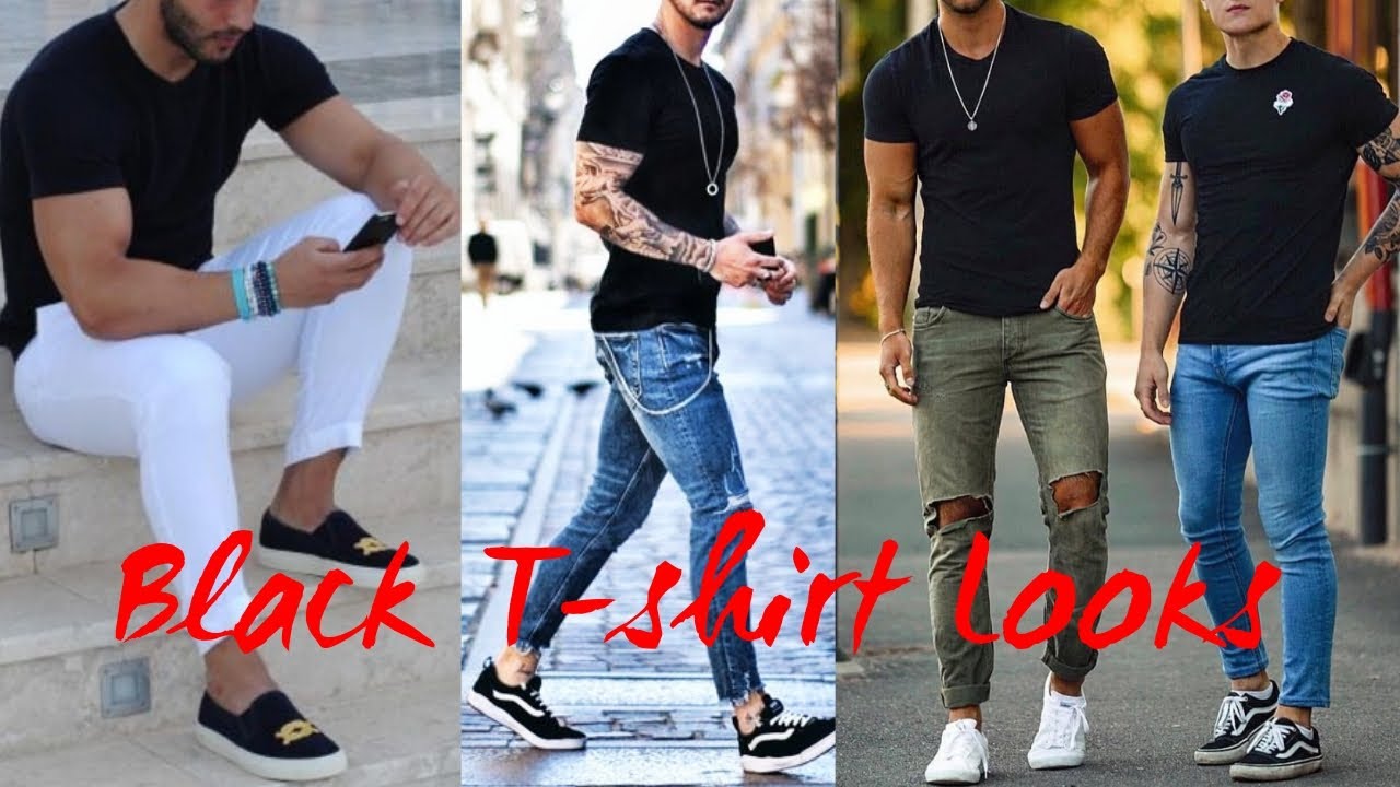 Black T-shirt Outfit Ideas For Men || Black T-shirt With Matching Pants ...