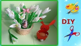 Snowdrops, a basket. Как сделать корзинку своими руками. Подснежники в корзинке.