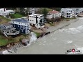 Long beach Being Washed Away Properties Being Torn Apart 4K Drone Footage Huge Storms Must Watch