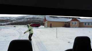 Chris Boarding Behind Utv