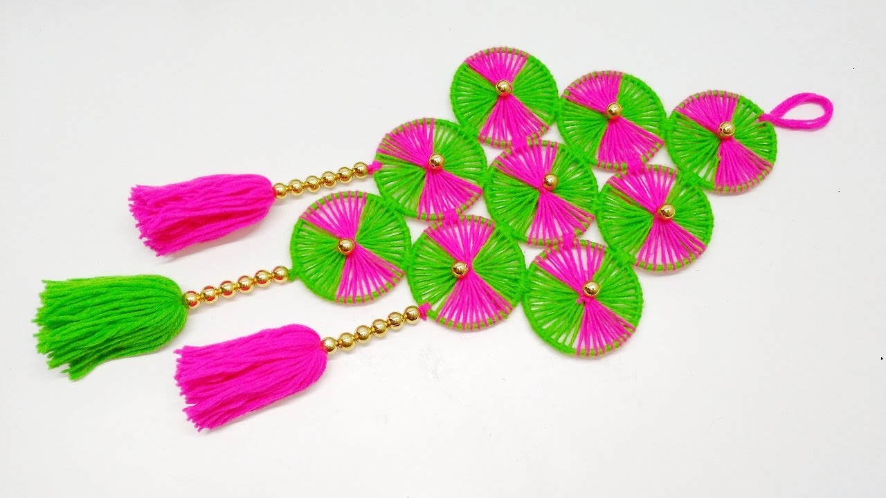 DIY Wall Hanging Using Woolen and Old Bangles, Wall Hanging Craft ideas