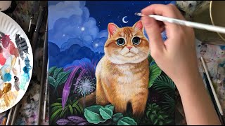 I painted Hosico the Cat [Timelapse Acrylic Painting Process]