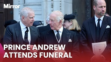 Prince Andrew joins the Royal family at funeral of Duchess of Kent