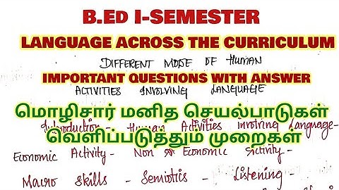 TNTEU B.Ed I-SEMESTER: LANGUAGE ACROSS THE CURRICULUM IMPORTANT QUESTIONS WITH ANSWER MODES OF HUMAN