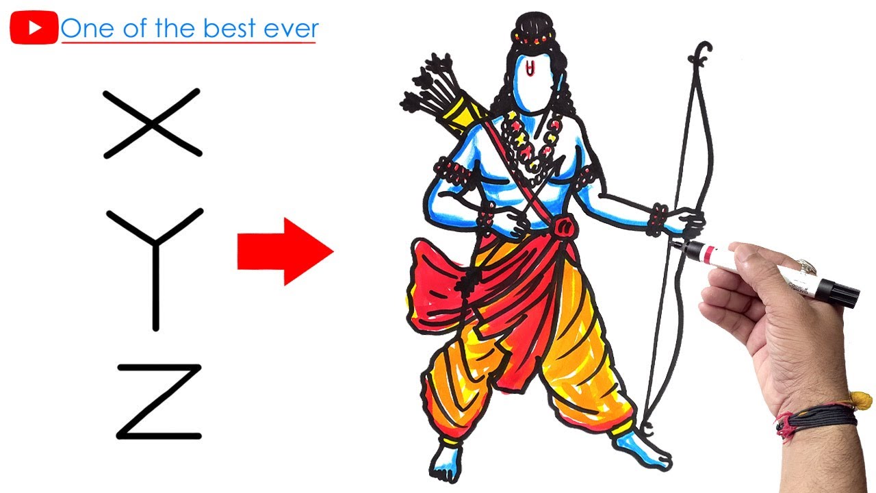 X Y Z से श्री राम जी का सुंदर चित्र बनाना सीखे : One of the best Lord Shri Ram drawing on ▶️ Youtube