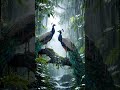 Rainy Forest with Red Peacocks | Nature Sounds & Relaxing Jungle Ambience