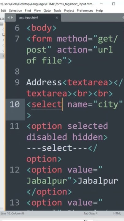 text area, select and button tag in html - textarea , button and select ...