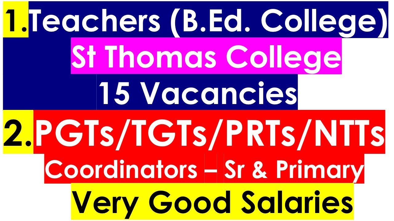 Vacancies for Teachers (B.Ed College & School) and Coordinators