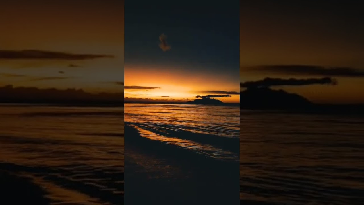 Pulchritudinous orange sunset in Seychelles 