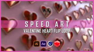 Valentine's Day Heart Flip Loop | Speed Art | Cinema 4D | Redshift
