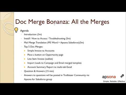 Apsona Email and Document Merge Bonanza Webinar