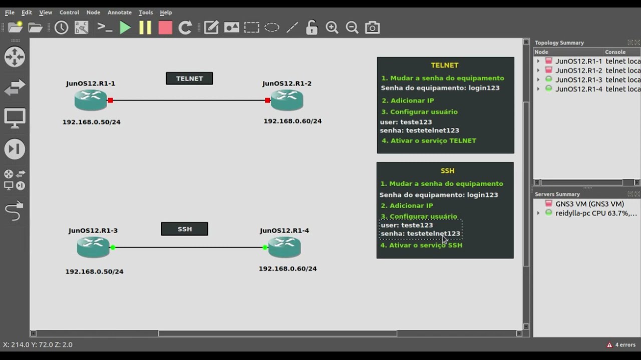 Configurando Telnet e SSH no Juniper (GNS3)