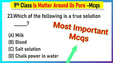 Is Matter Around Us Pure Class 9 MCQ  With Answers Questions | Is Matter Around Us Pure