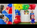 Como hacer un arco de globos   decoracin mario bros  super mario balloon garland