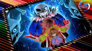 Drawing - Sans Boss Vs Chara/Frisk ( UNDERTALE )